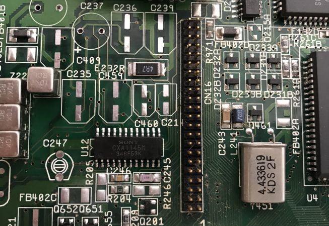 Amiga 1200 Mainboard before recapping